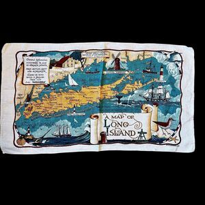 VTG Linen Dish Tea Towel Map Of Long Island Home Sweet Home John Howard Payne